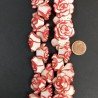 Resina Perline Rosso Bianco Forma Rosa Inciso Liscio Foro Passante 21mm