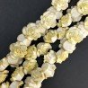 Resina Perline Bianco Giallo Forma Rosa Inciso Liscio Foro Passante 320mm