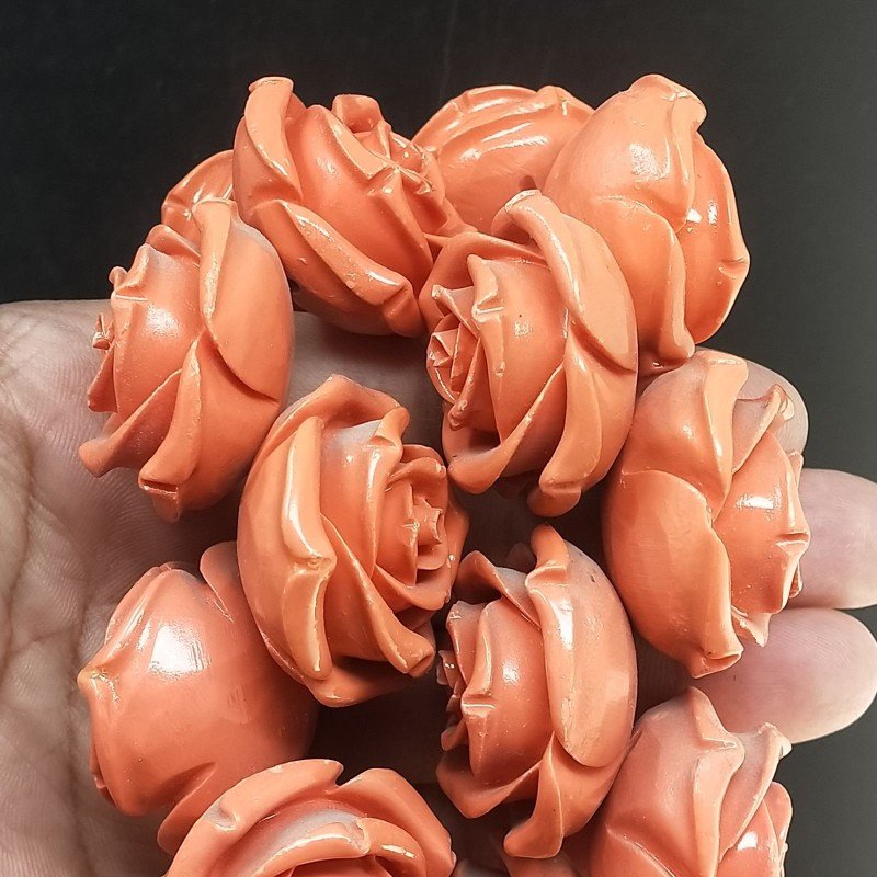 Resina Perline Rosso Forma Rosa Inciso Liscio Foro Passante 35mm
