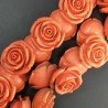 Resina Perline Rosso Forma Rosa Inciso Liscio Foro Passante 35mm