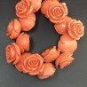 Resina Perline Rosso Forma Rosa Inciso Liscio Foro Passante 35mm