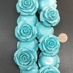 Resina Perline Celesti Forma Rosa Inciso Liscio Foro Passante 35mm