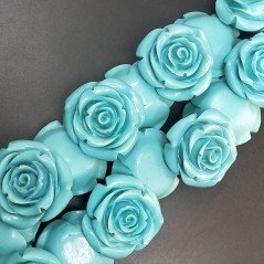 Resina Perline Celesti Forma Rosa Inciso Liscio Foro Passante 35mm