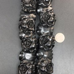 Resina Perline Nero Forma Rosa Inciso Liscio Foro Passante 29X26mm