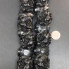 Resina Perline Nero Forma Rosa Inciso Liscio Foro Passante 29X26mm