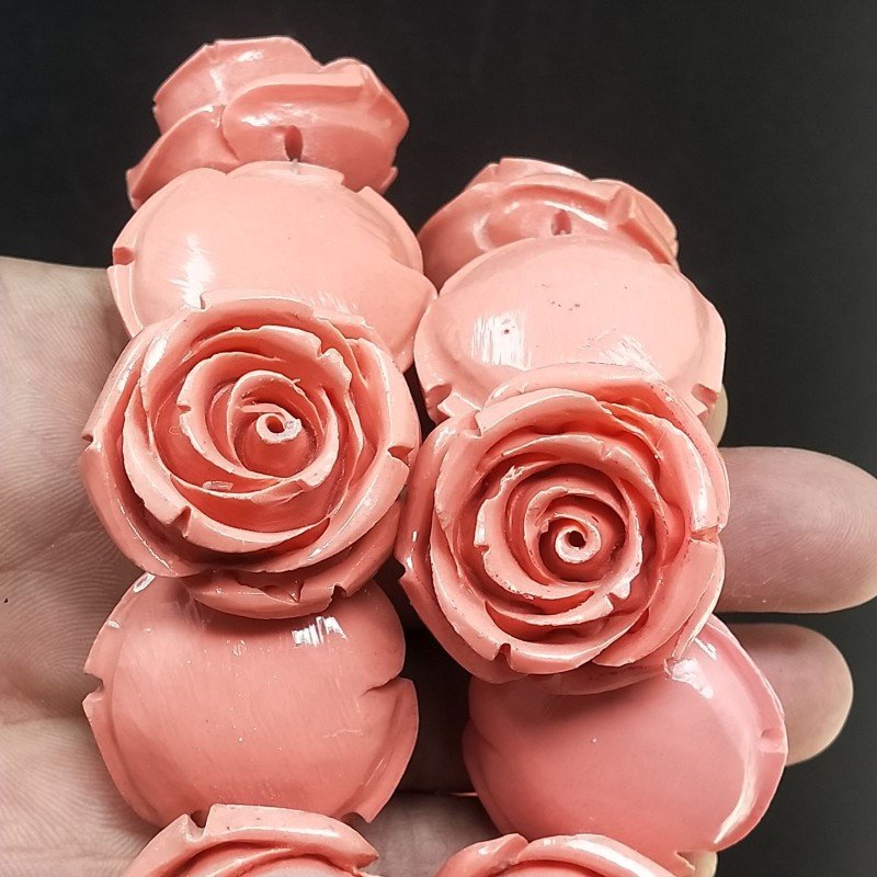 Resina Perline Pesca Forma Rosa Inciso Liscio Foro Passante 2X33mm