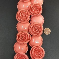 Resina Perline Pesca Forma Rosa Inciso Liscio Foro Passante 2X33mm