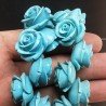Resina Perline Celesti Forma Rosa Inciso Liscio Foro Passante 20mm
