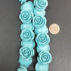 Resina Perline Celesti Forma Rosa Inciso Liscio Foro Passante 20mm