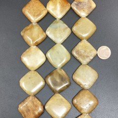 Giada Naturale in Perline Forma Rombo Piatto Liscio Foro Diagonale 30mm