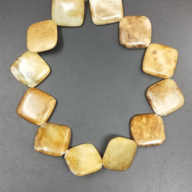 Giada Naturale in Perline Forma Rombo Piatto Liscio Foro Diagonale 30mm