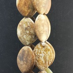 Giada Naturale in Perline Forma Ovale Piatto Liscio Foro Passante 29x41mm