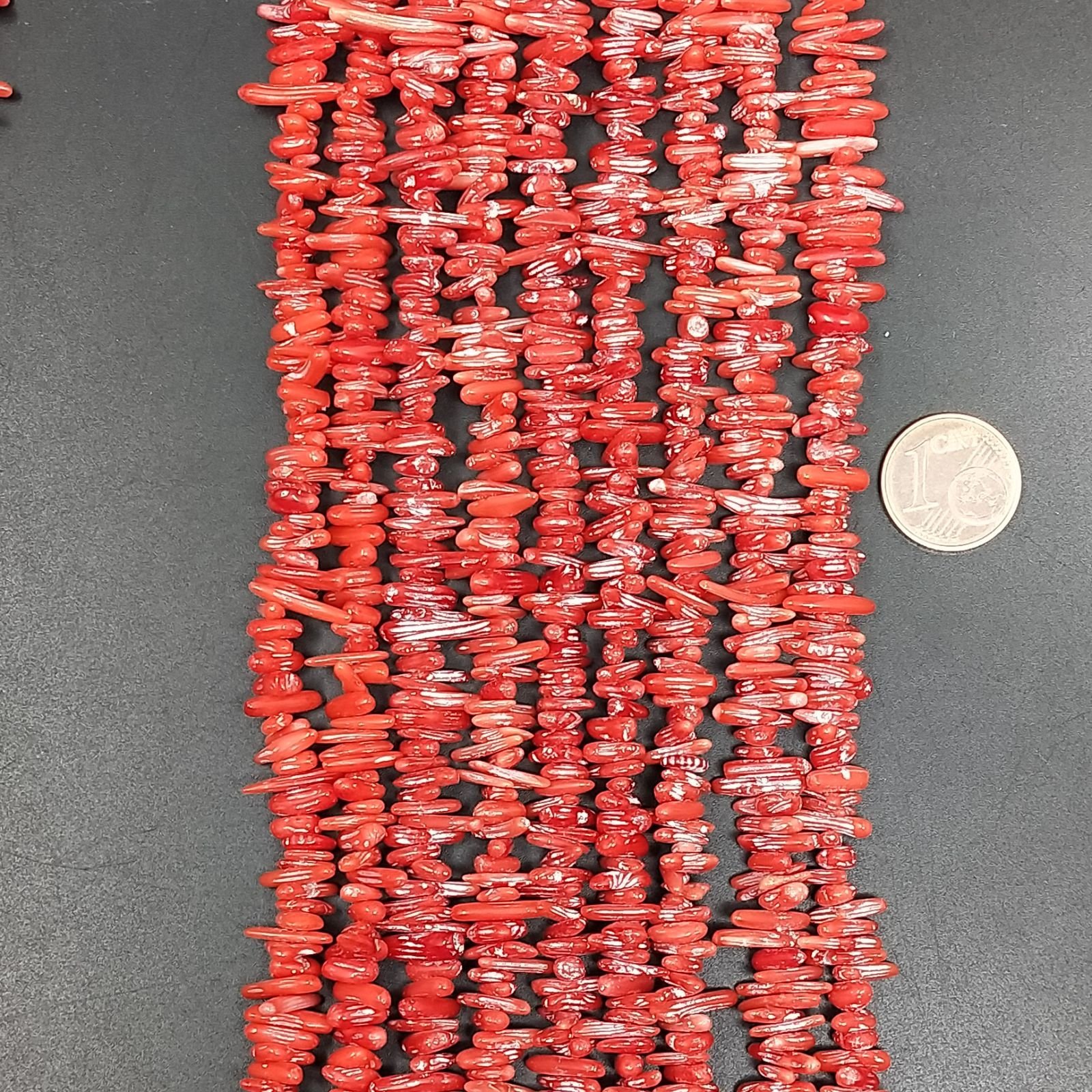 Corallo Bamboo Rosso Perline Forma Chips Liscio