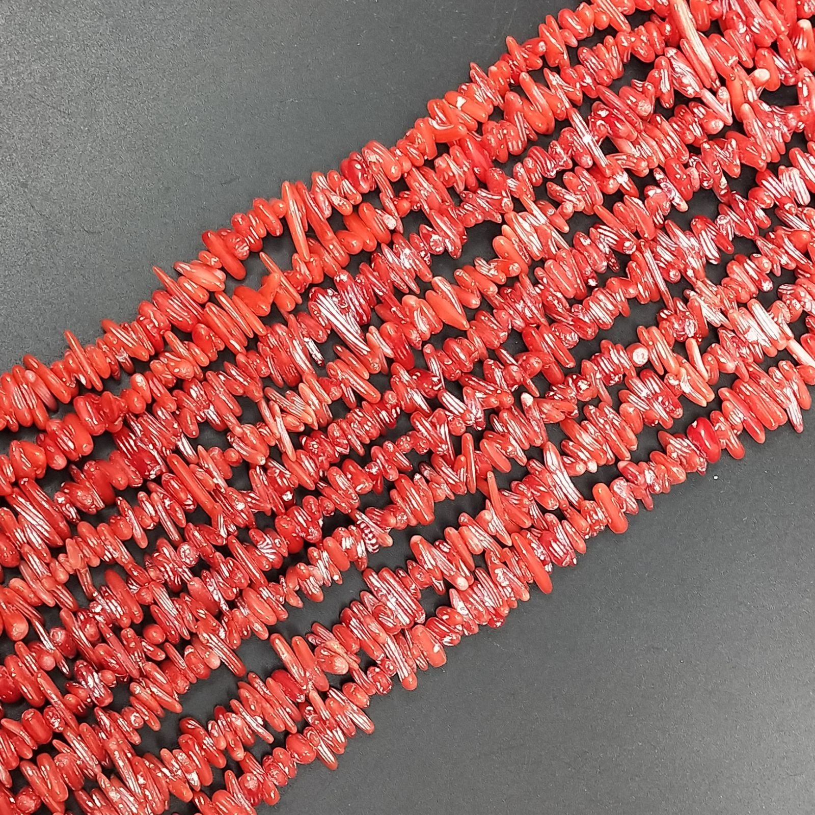 Corallo Bamboo Rosso Perline Forma Chips Liscio
