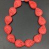 Resina Rossa in Perline Forma Goccia Piatto Liscio Inciso Foro Passante 22X28mm