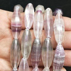 Fluorite Naturale in Perline Forma Ovale Allungato Piatto Liscio Foro Passante 10X30mm