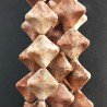 Granite Rosa Naturale in Perline Forma Rombo Piatto Liscio Lavorato Foro Diagonale 32X33mm