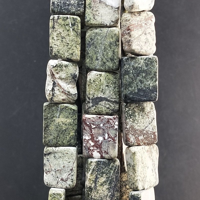 Serpentite Naturale in Perline Forma Rettangolare Piatto Liscio Foro Passante 15X20mm