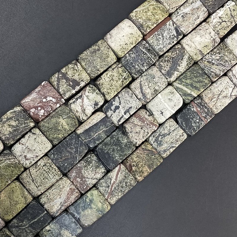 Serpentite Naturale in Perline Forma Rettangolare Piatto Liscio Foro Passante 15X20mm