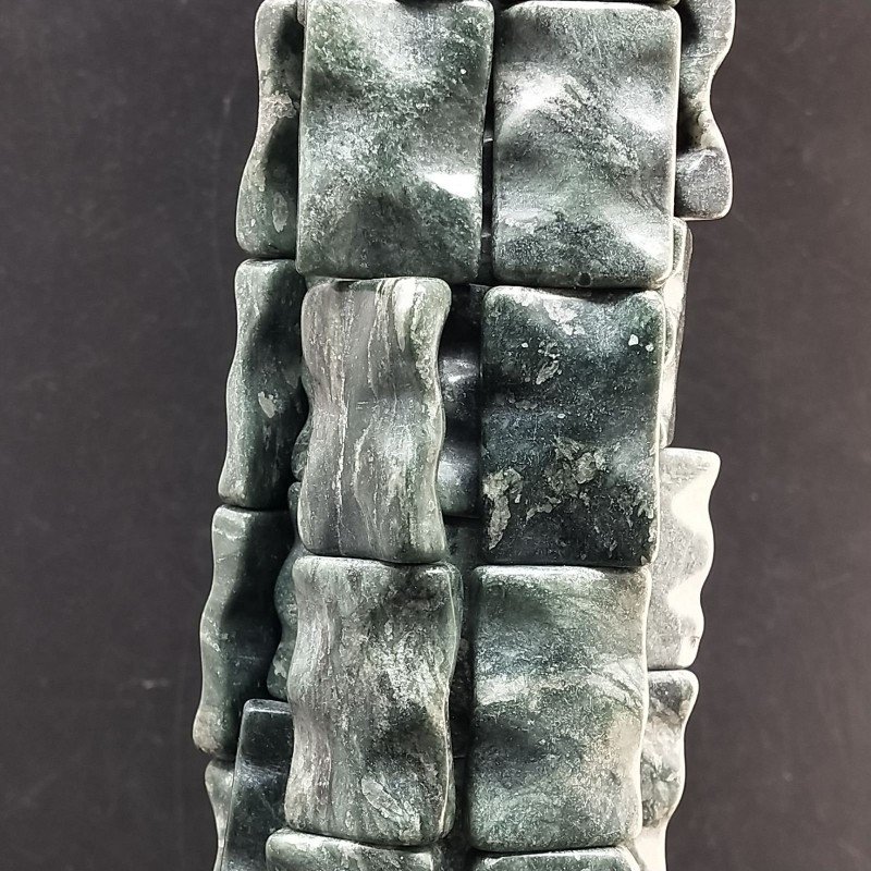 Serpentite Russo Naturale in Perline Forma Rettangolare Lavorato Piatto Liscio Foro Passante 20x30mm