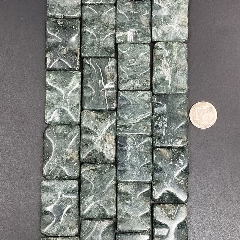 Serpentite Russo Naturale in Perline Forma Rettangolare Lavorato Piatto Liscio Foro Passante 20x30mm