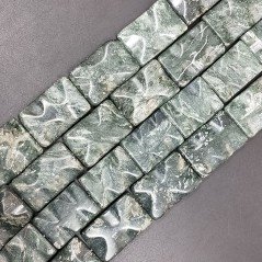 Serpentino Russo Naturale in Perline Forma Rettangolare Lavorato Piatto Liscio Foro Passante 20x30mm