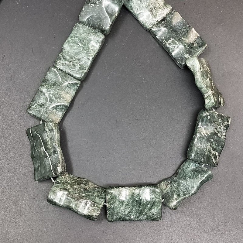 Serpentite Russo Naturale in Perline Forma Rettangolare Lavorato Piatto Liscio Foro Passante 20x30mm
