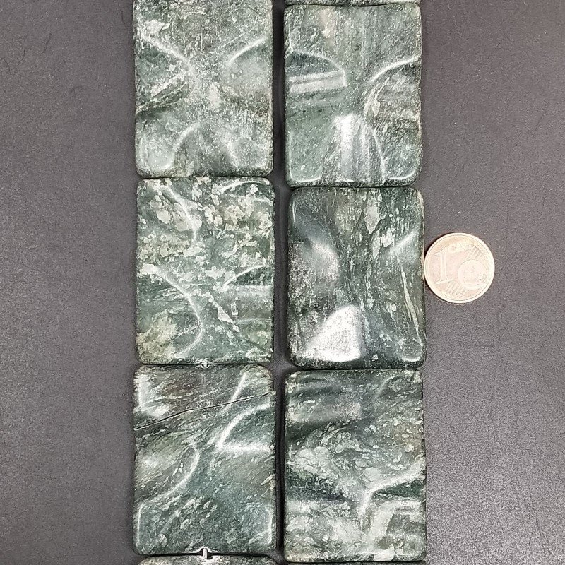 Serpentite Russo Naturale in Perline Forma Rettangolare Lavorato Piatto Liscio Foro Passante 31X41mm