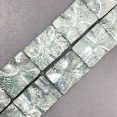 Serpentino Russo Naturale in Perline Forma Rettangolare Lavorato Piatto Liscio Foro Passante 31X41mm