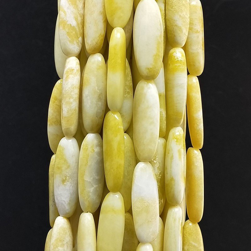 Giada Limone Naturale in Perline Forma Ovale Allungato Piatto Liscio Foro Passante 10x28mm