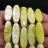 Giada Limone Naturale in Perline Forma Ovale Allungato Piatto Liscio Foro Passante 10x28mm