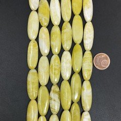 Giada Limone Naturale in Perline Forma Ovale Allungato Piatto Liscio Foro Passante 10x28mm