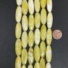 Giada Limone Naturale in Perline Forma Ovale Allungato Piatto Liscio Foro Passante 10x28mm