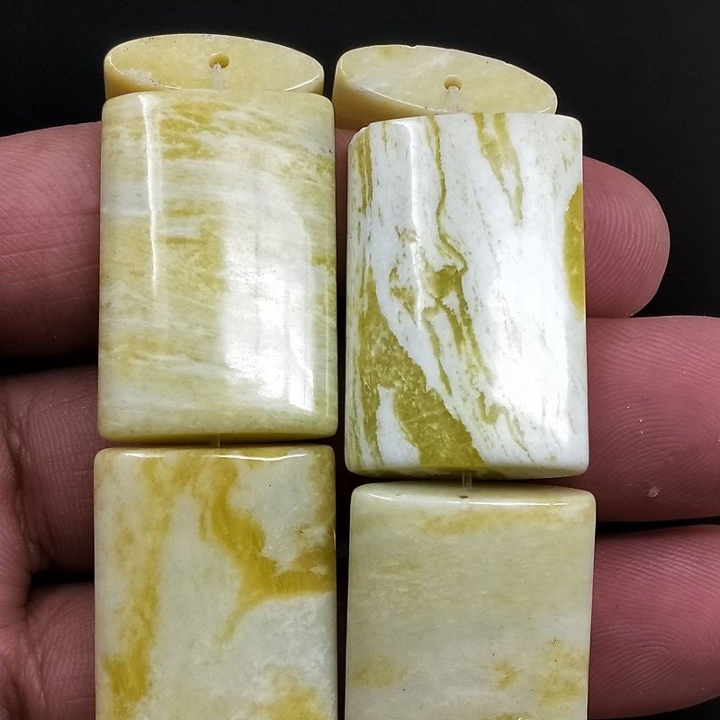 Giada Limone Naturale in Perline Forma Rettangolare Piatto Liscio Foro Passante 20x30mm