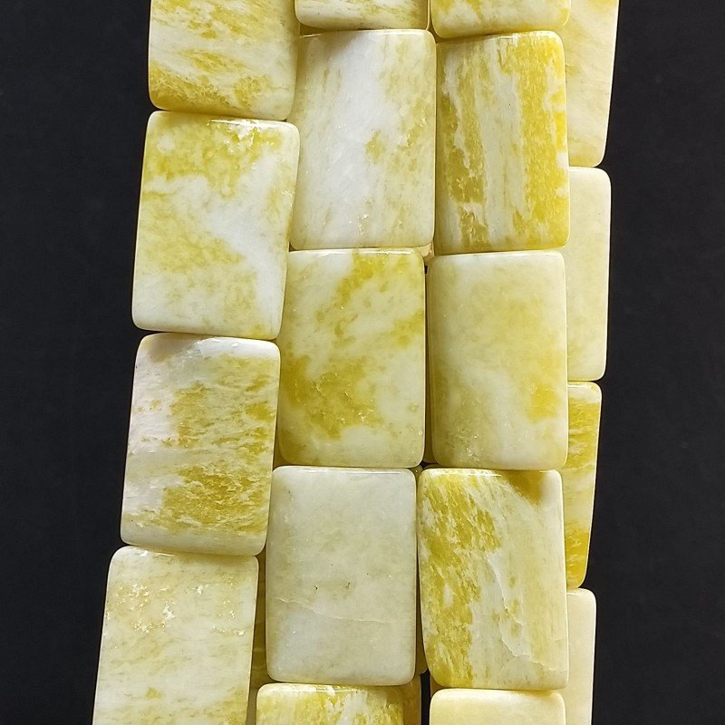 Giada Limone Naturale in Perline Forma Rettangolare Piatto Liscio Foro Passante 17x25mm