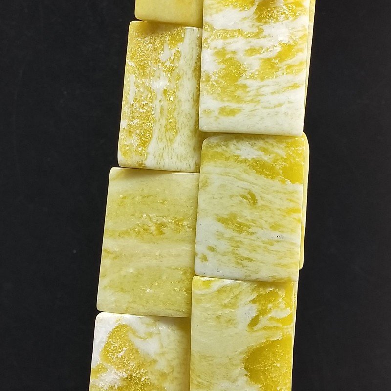 Giada Limone Naturale in Perline Forma Rettangolare Piatto Liscio Foro Passante 25x35mm