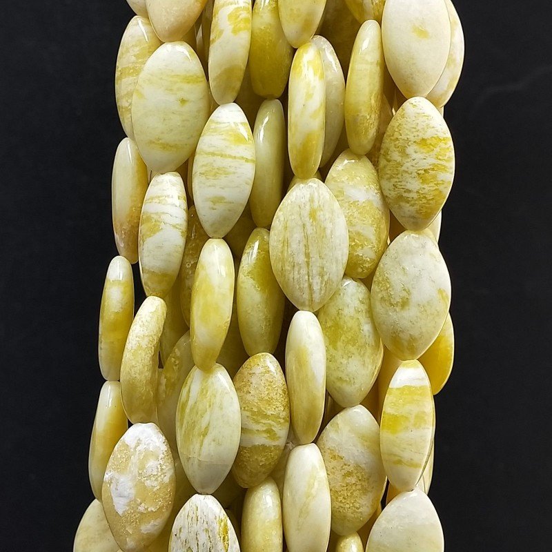 Giada Limone Naturale in Perline Forma Ovale Piatto Liscio Foro Passante 12X18mm