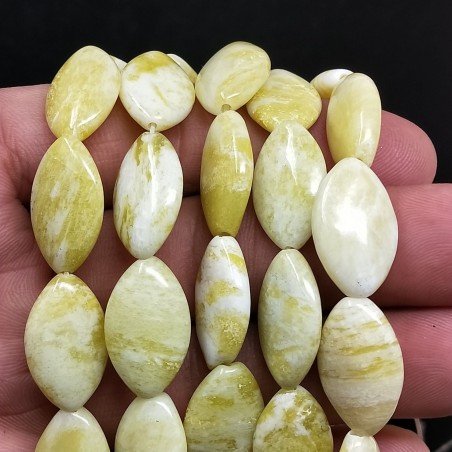 Giada Limone Naturale in Perline Forma Ovale Piatto Liscio Foro Passante 12X18mm