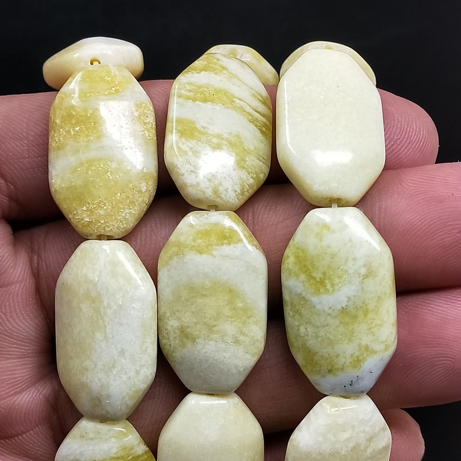 Giada Limone Naturale Perline Forma Ottagonale Liscio Foro Passante 15X25mm