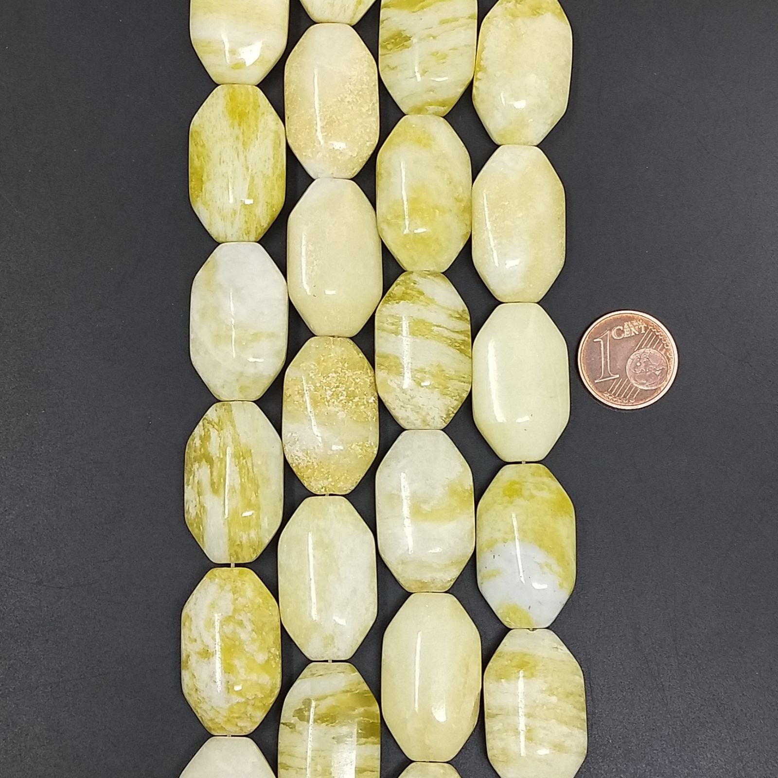 Giada Limone Naturale Perline Forma Ottagonale Liscio Foro Passante 15X25mm