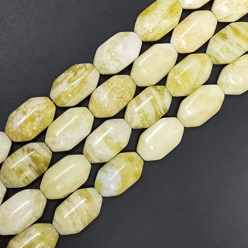 Giada Limone Naturale Perline Forma Ottagonale Liscio Foro Passante 15X25mm Giada Limone Naturale Perline Forma Ottagonale Liscio Foro Passante 15X25mm