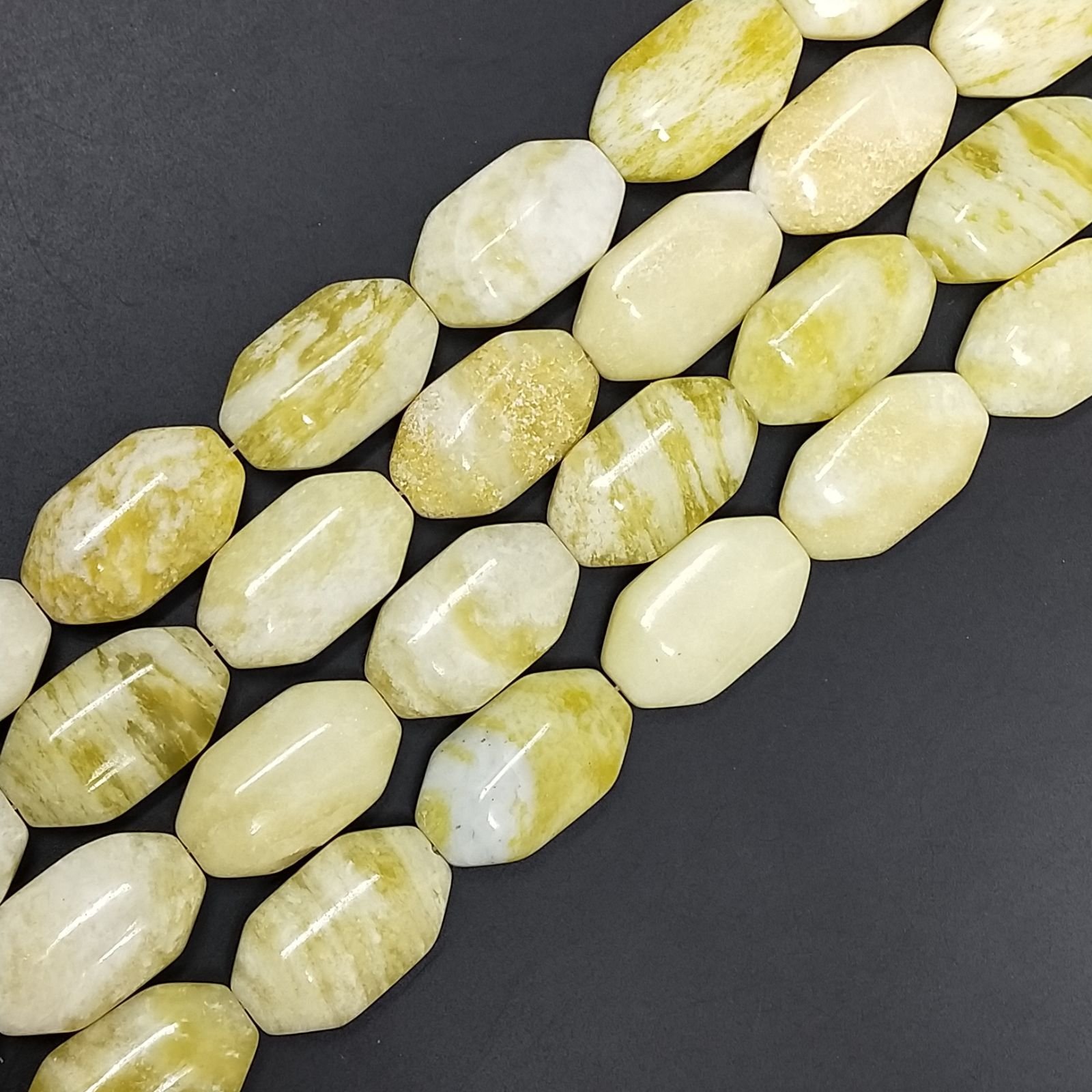 Giada Limone Naturale Perline Forma Ottagonale Liscio Foro Passante 15X25mm