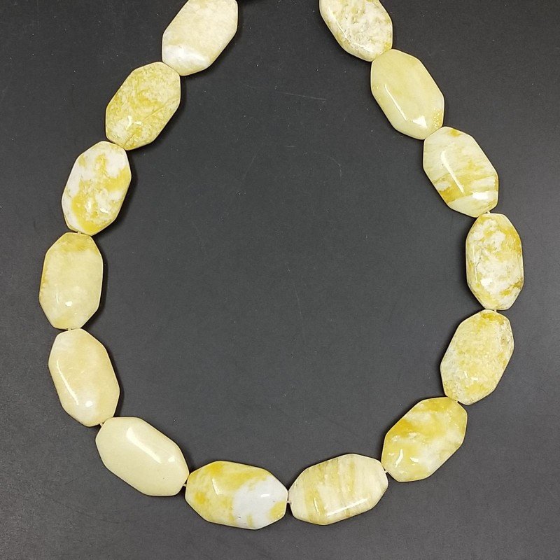 Giada Limone Naturale Perline Forma Ottagonale Liscio Foro Passante 15X25mm Giada Limone Naturale Perline Forma Ottagonale Liscio Foro Passante 15X25mm