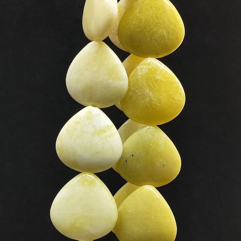 Giada limone Perline Forma Cuore Piatto Liscio Foro Passante 20mm