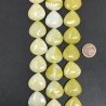 Giada limone Perline Forma Cuore Piatto Liscio Foro Passante 20mm