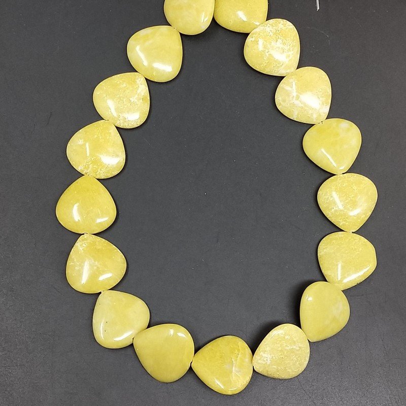 Giada limone Perline Forma Cuore Piatto Liscio Foro Passante 20mm