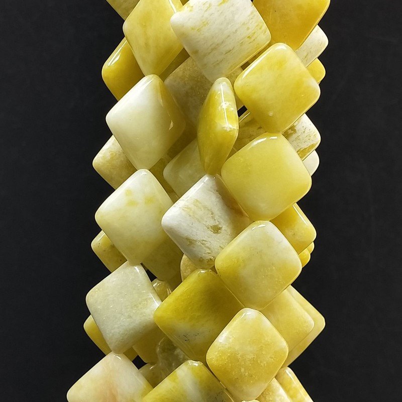 Giada Limone Naturale in Perline Forma Rombo Piatto Liscio Foro Diagonale 20mm