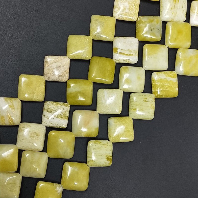 Giada Limone Naturale in Perline Forma Rombo Piatto Liscio Foro Diagonale 20mm