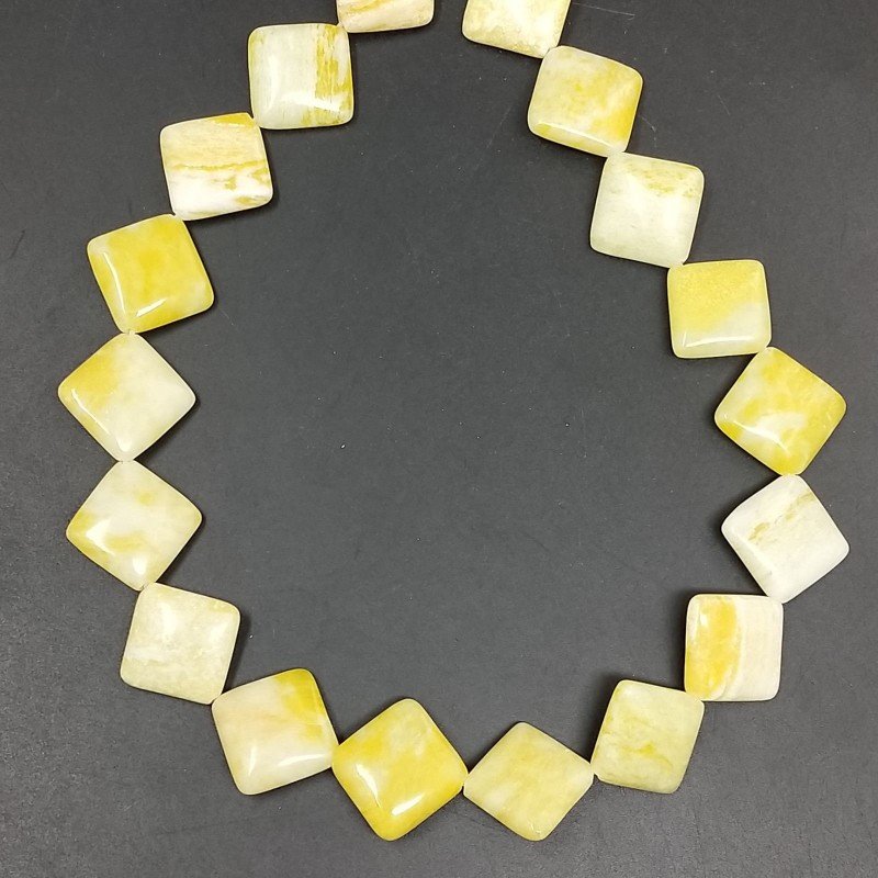 Giada Limone Naturale in Perline Forma Rombo Piatto Liscio Foro Diagonale 20mm