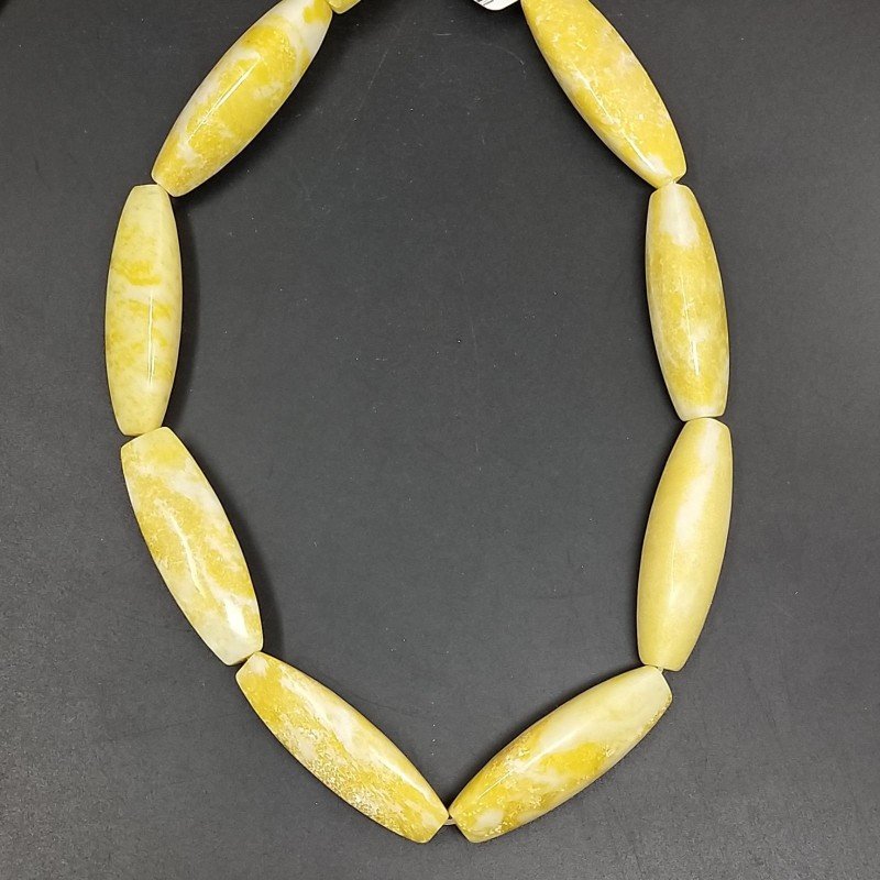 Giada Limone Perline Forma Barilotto Liscio 3 facce 12x40mm